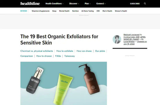 Article about organic exfoliators for sensitive skin.