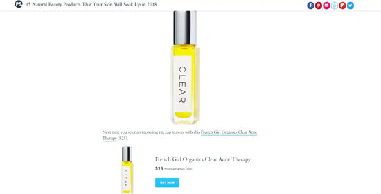 Clear acne therapy bottle.
