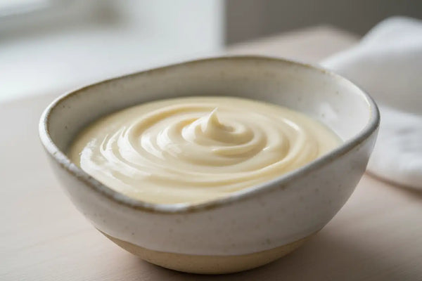 ingredient close up of shea butter in beautiful bowl
