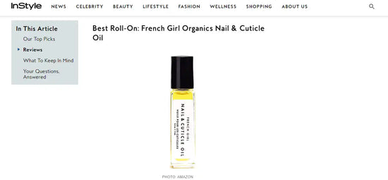 French Girl Organics nail and cuticle oil in a roll-on bottle.