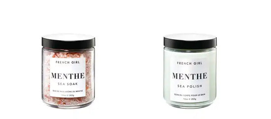 Two jars of bath products.